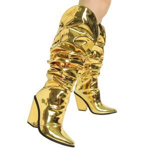 Cape Robbin Hanarin Boots Size 6.5 Gold Knee High Block Heel
